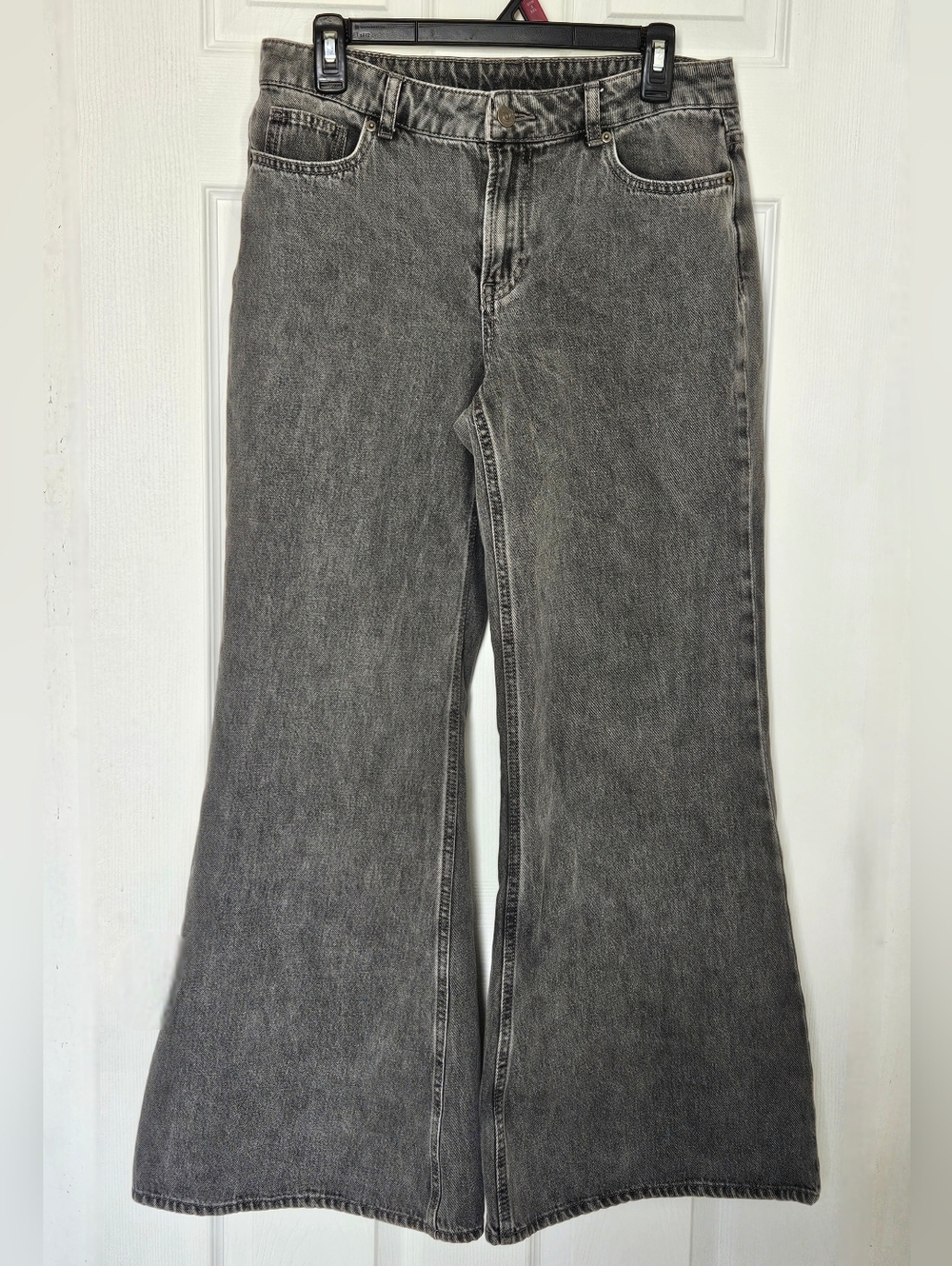 Women's Gray Wide Leg Flared Jeans
